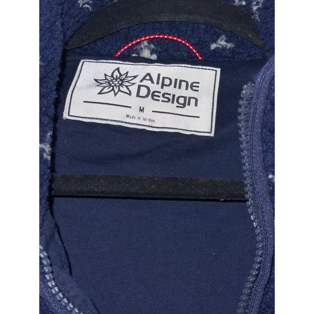 Alpine Design Mens Mad Sherpa FZ Fleece Print Jacket Navy Birds Eye ADM24601P M - Picture 5 of 8